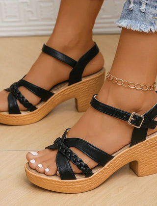 Women's Braided Platform Sandals Black