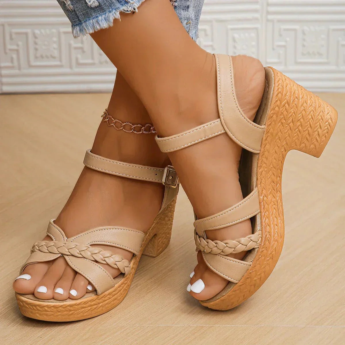 Women's Braided Platform Sandals angle