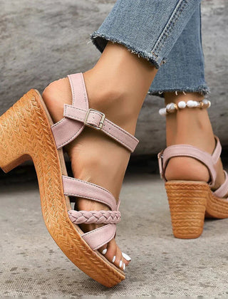 Women's Braided Platform Sandals Pink