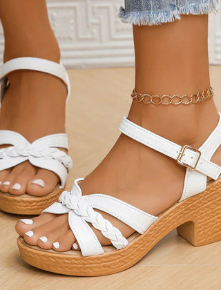Women's Braided Platform Sandals White