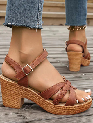 Women's Braided Platform Sandals Brown