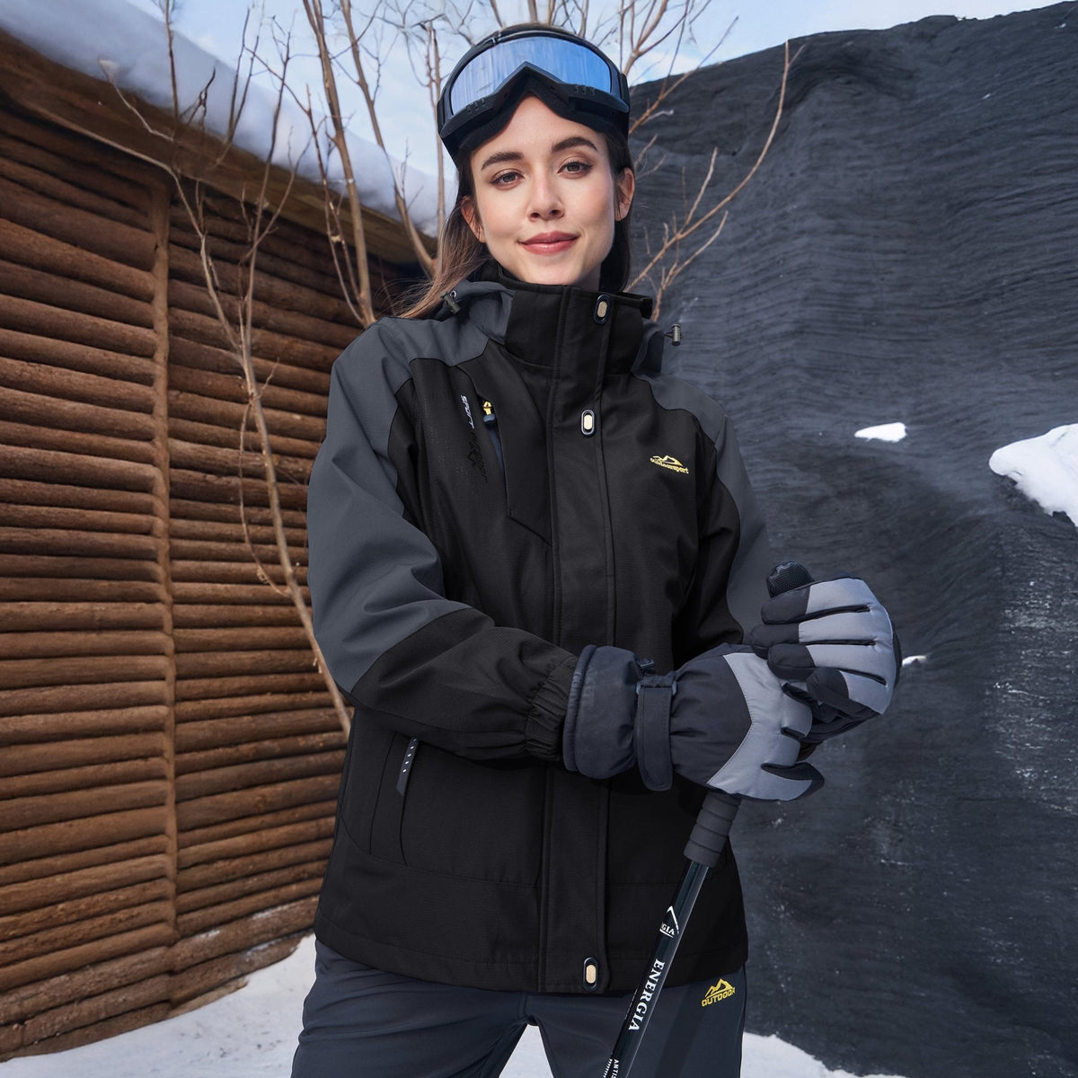 Women's 3-in-1 Waterproof Ski Jacket with Fleece Lining