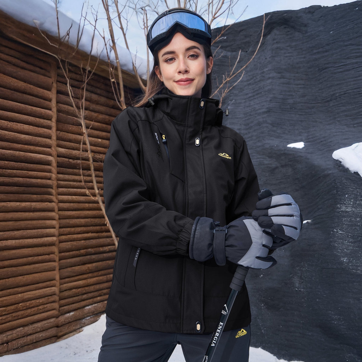 Women's 3-in-1 Waterproof Ski Jacket with Fleece Lining