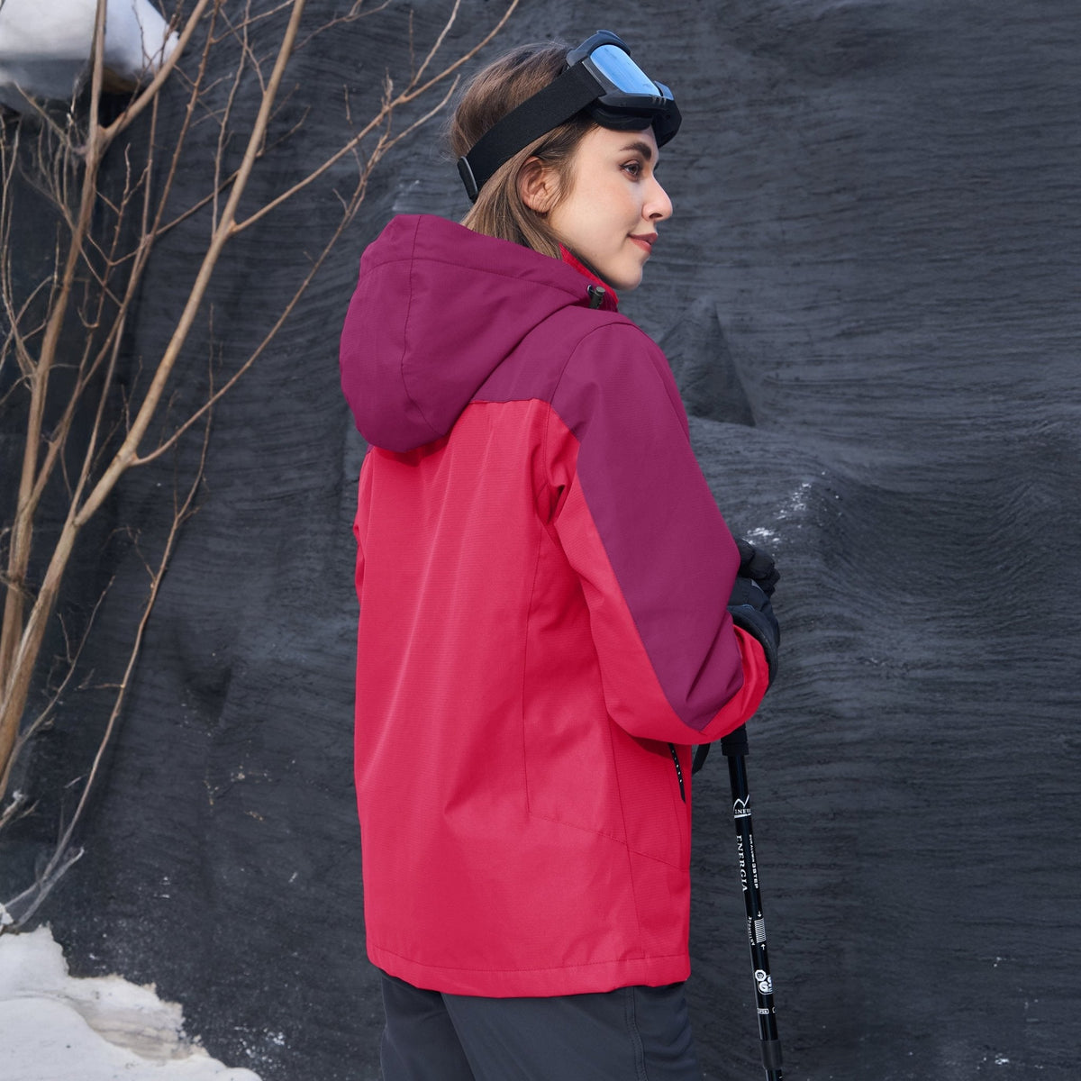 Women's 3-in-1 Waterproof Ski Jacket with Fleece Lining