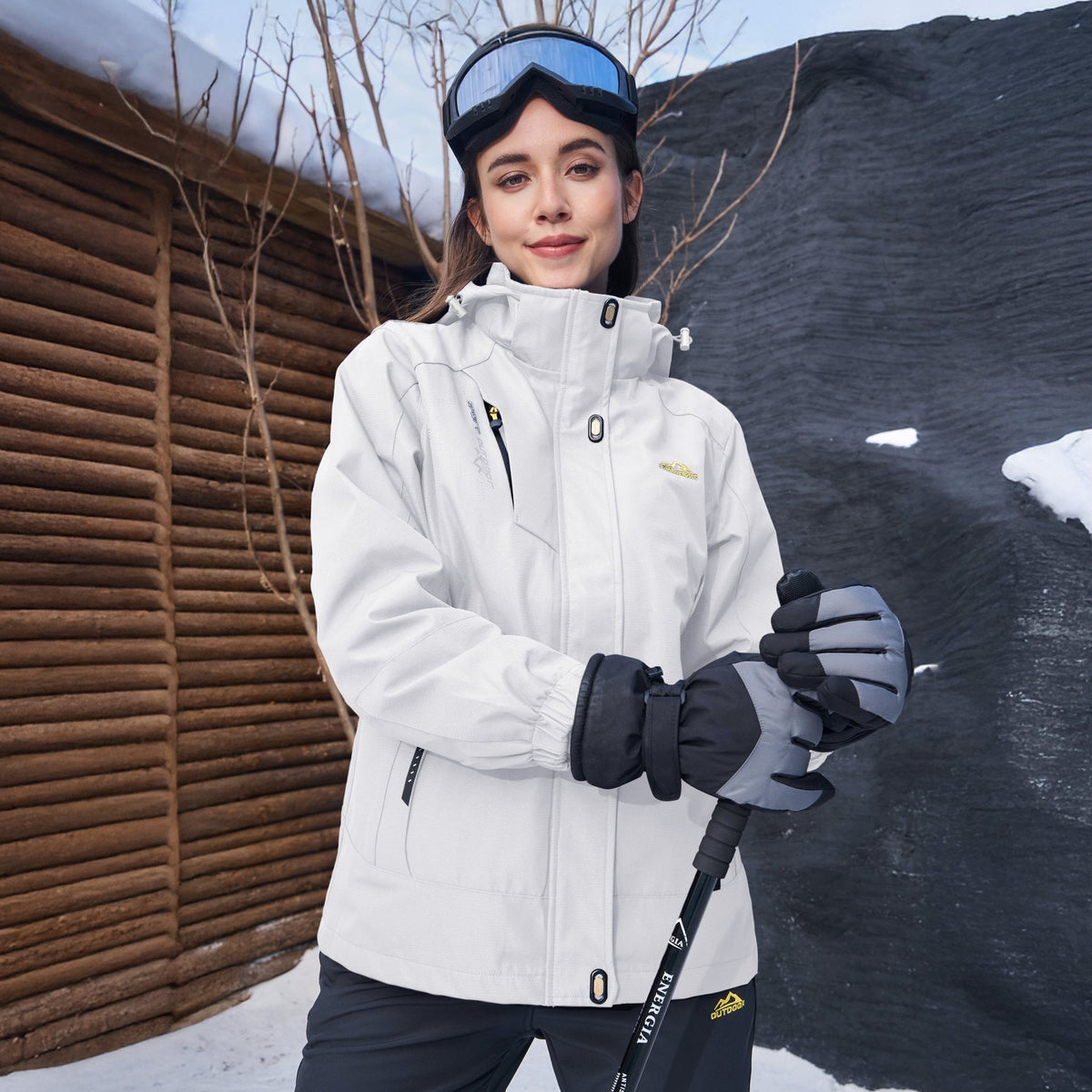Women's 3-in-1 Waterproof Ski Jacket with Fleece Lining