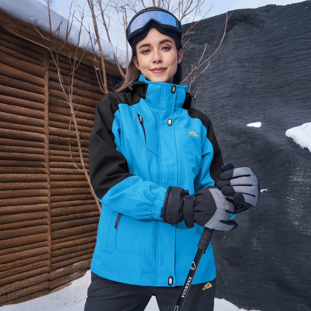 Women's 3-in-1 Waterproof Ski Jacket with Fleece Lining
