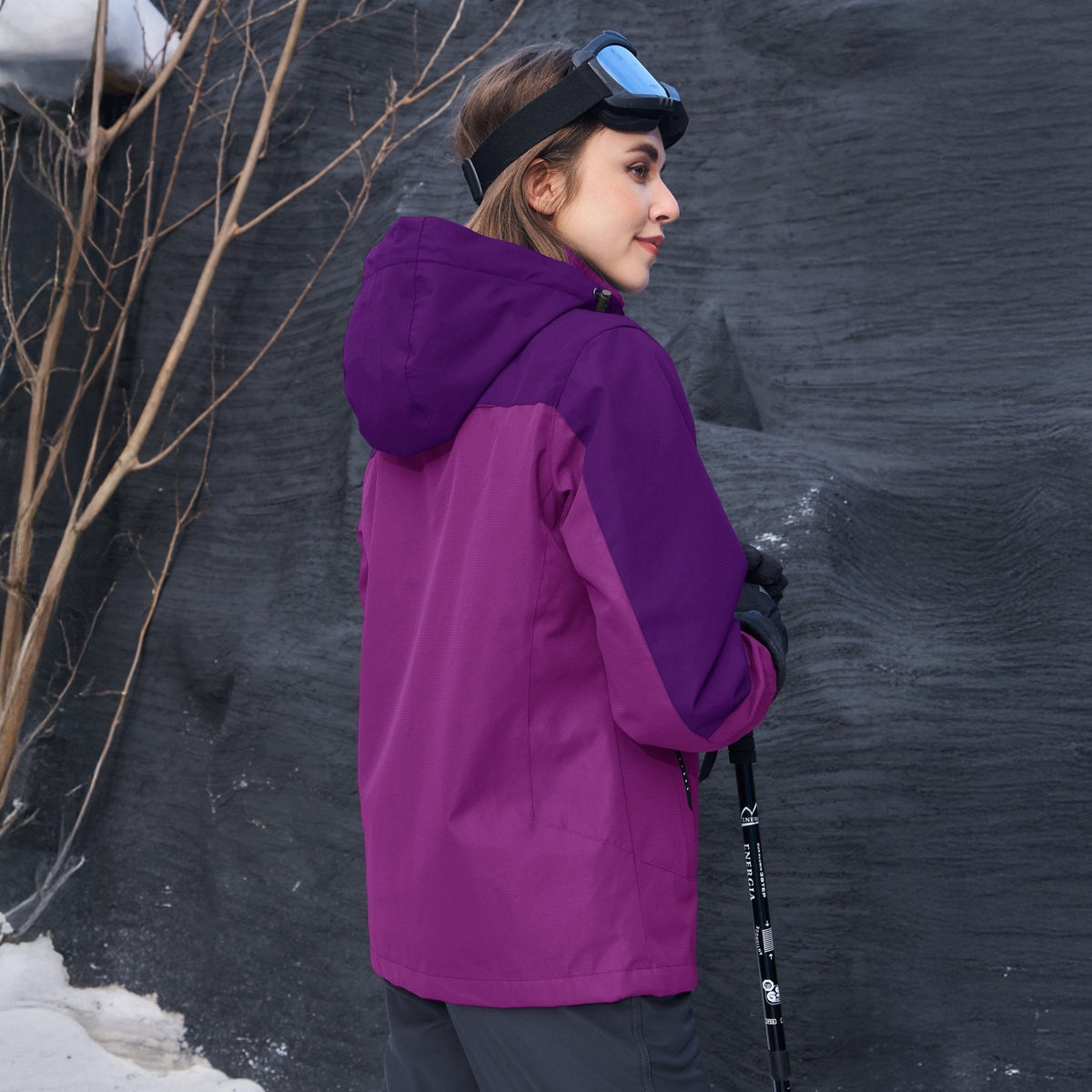Women's 3-in-1 Waterproof Ski Jacket with Fleece Lining