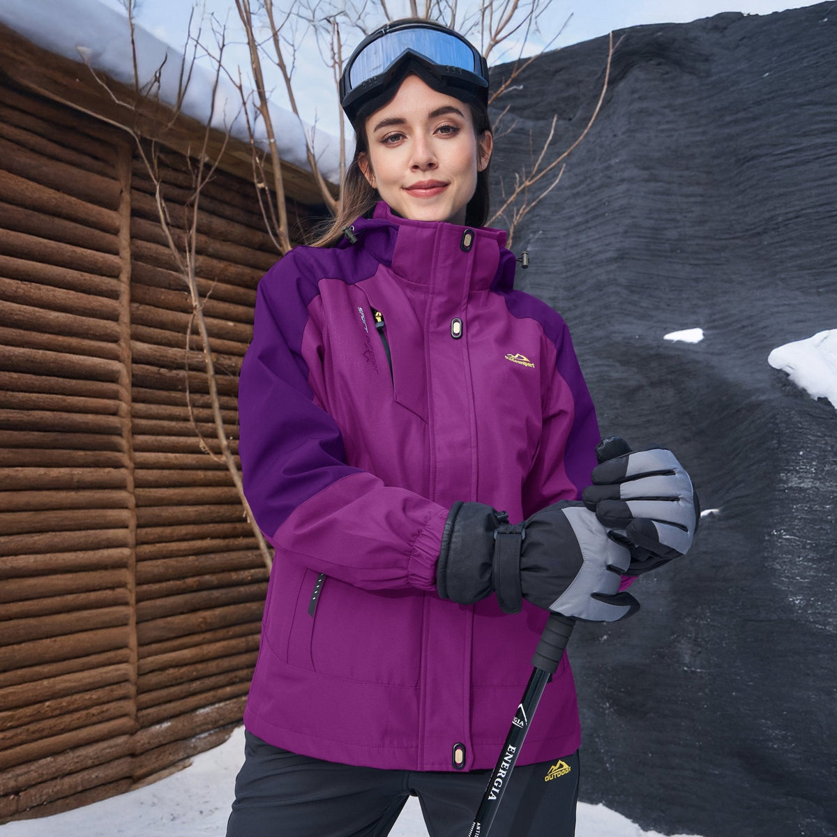 Women's 3-in-1 Waterproof Ski Jacket with Fleece Lining