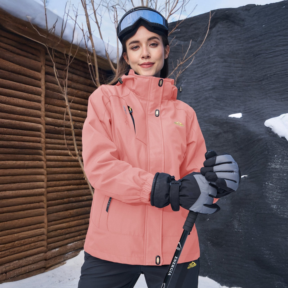 Women's 3-in-1 Waterproof Ski Jacket with Fleece Lining