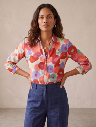 Women's Floral Button-Down Summer Blouse