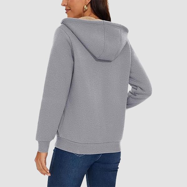 Women's Sherpa-Lined Zip Hoodie with Pockets
