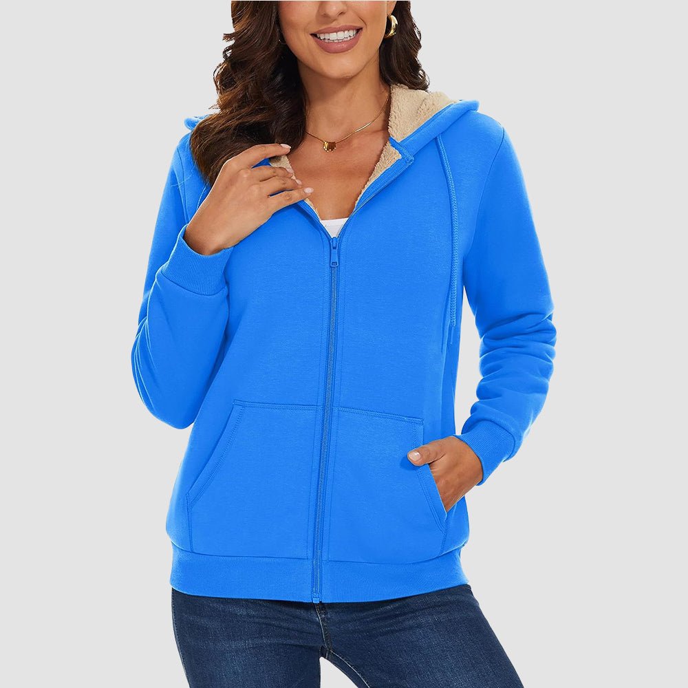 Women's Sherpa-Lined Zip Hoodie with Pockets