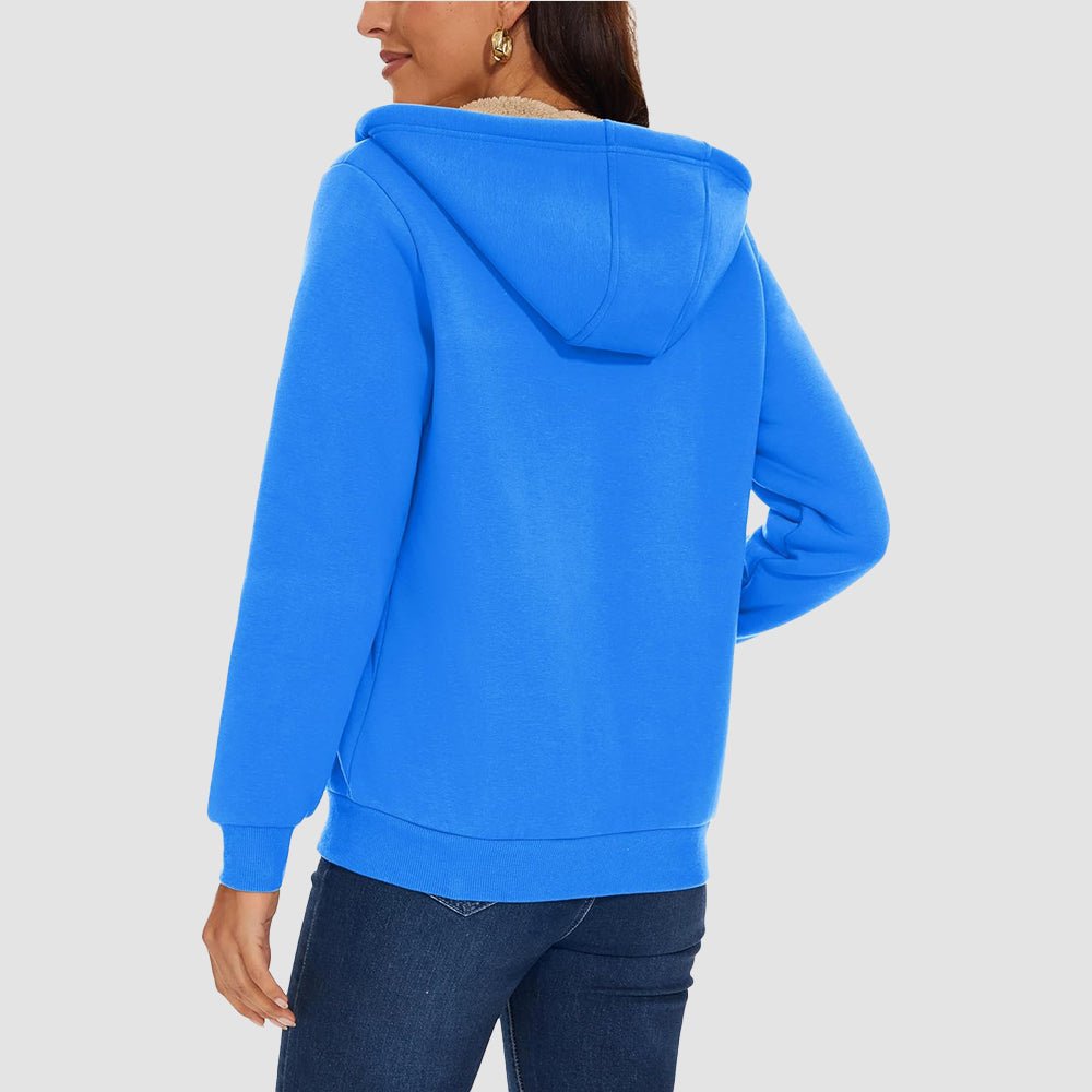 Women's Sherpa-Lined Zip Hoodie with Pockets