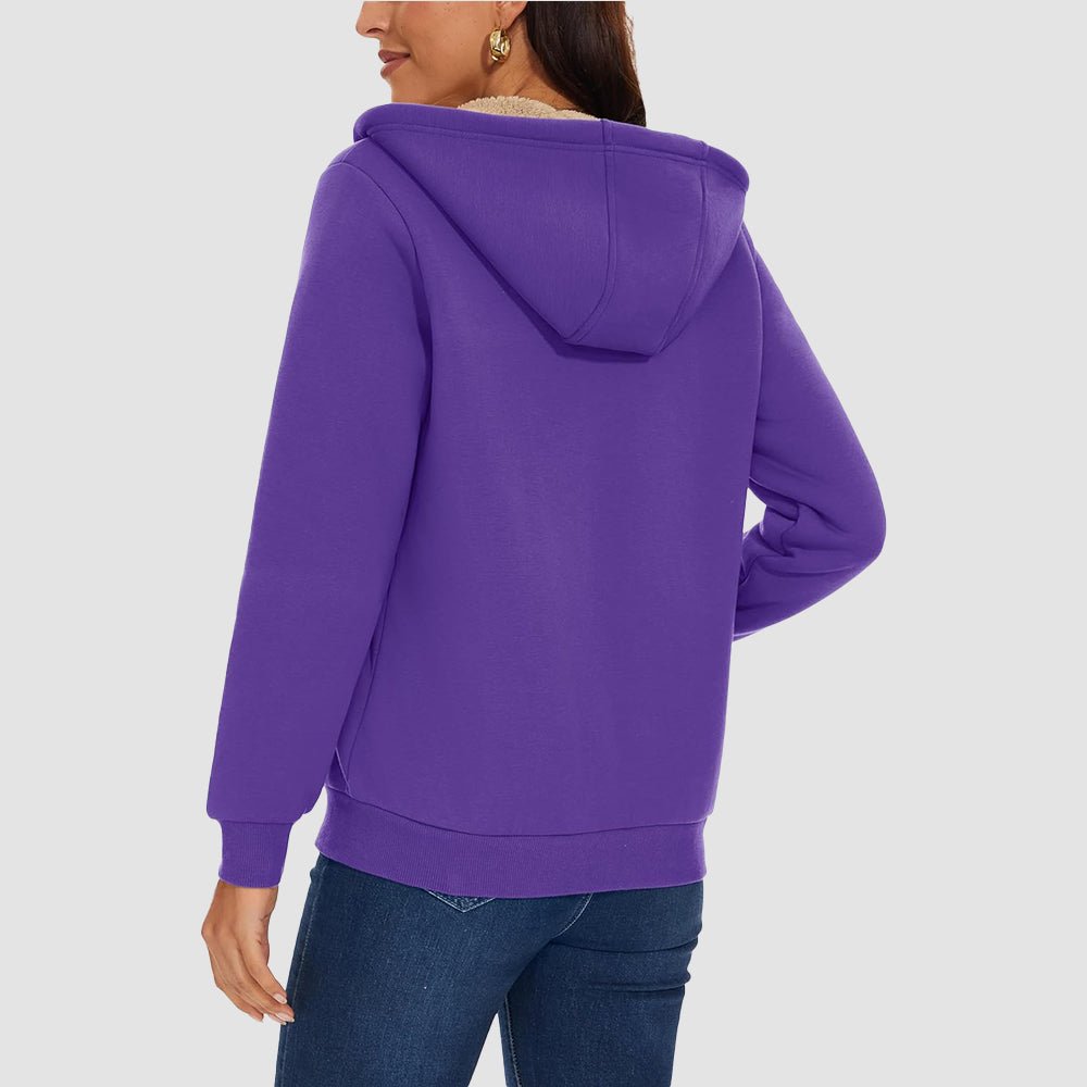 Women's Sherpa-Lined Zip Hoodie with Pockets