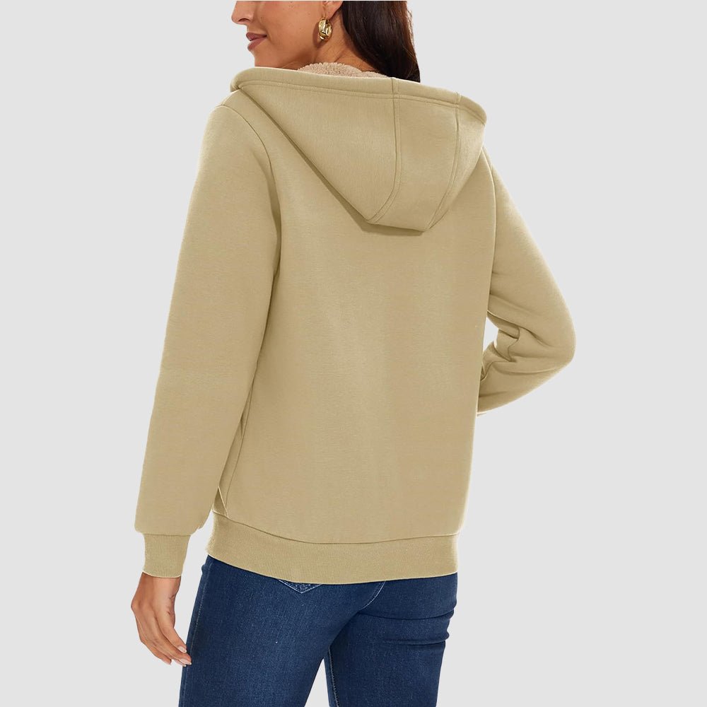 Women's Sherpa-Lined Zip Hoodie with Pockets