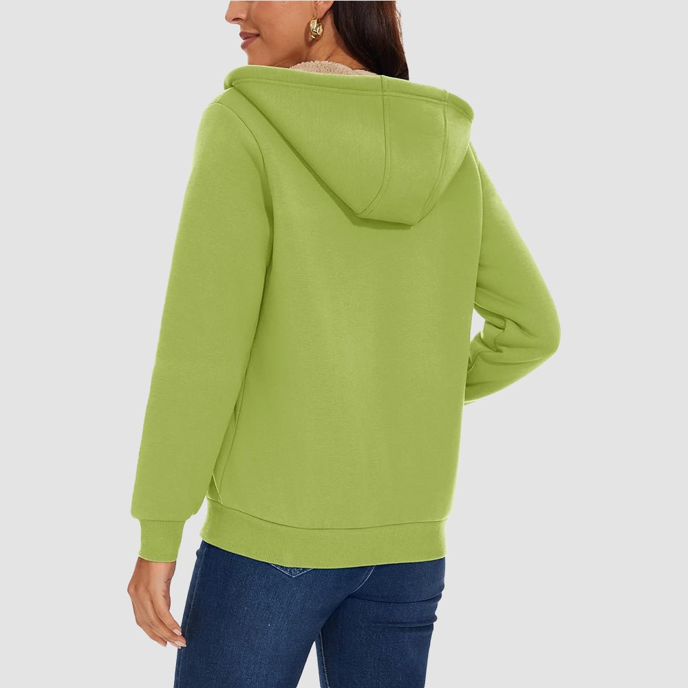 Women's Sherpa-Lined Zip Hoodie with Pockets