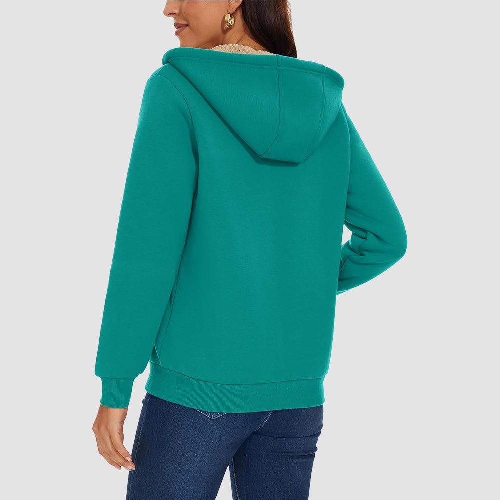 Women's Sherpa-Lined Zip Hoodie with Pockets