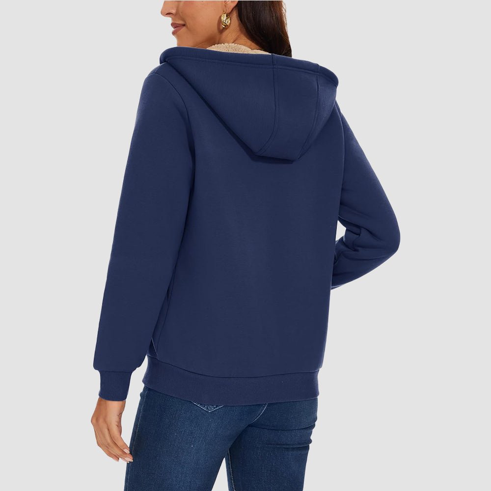 Women's Sherpa-Lined Zip Hoodie with Pockets