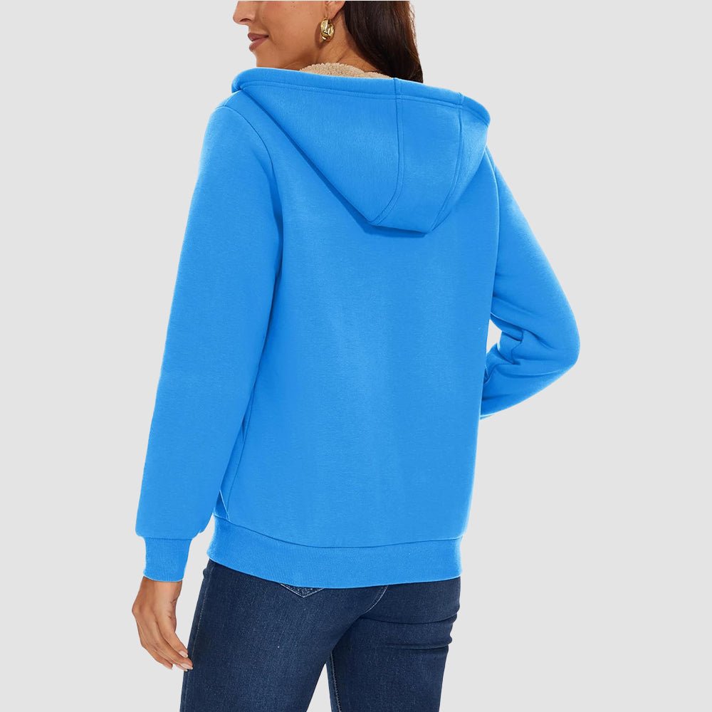 Women's Sherpa-Lined Zip Hoodie with Pockets