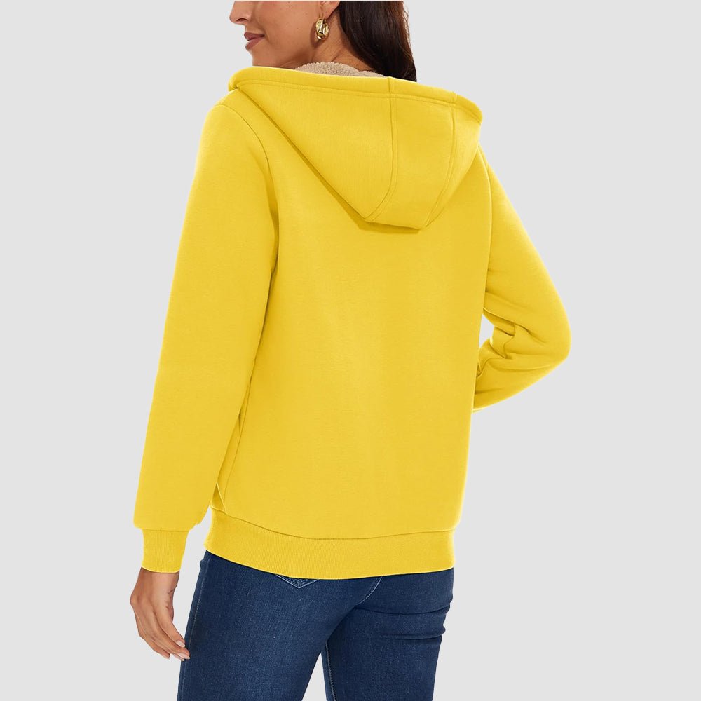 Women's Sherpa-Lined Zip Hoodie with Pockets