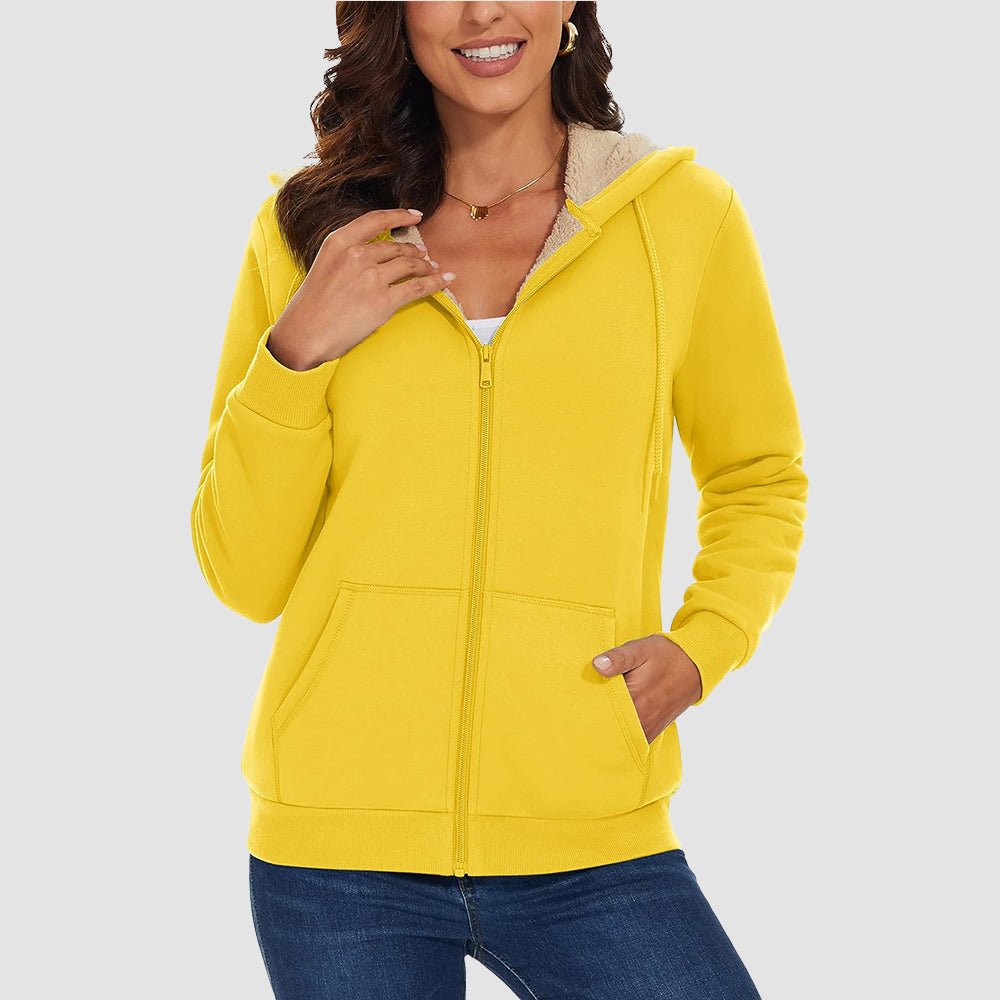 Women's Sherpa-Lined Zip Hoodie with Pockets