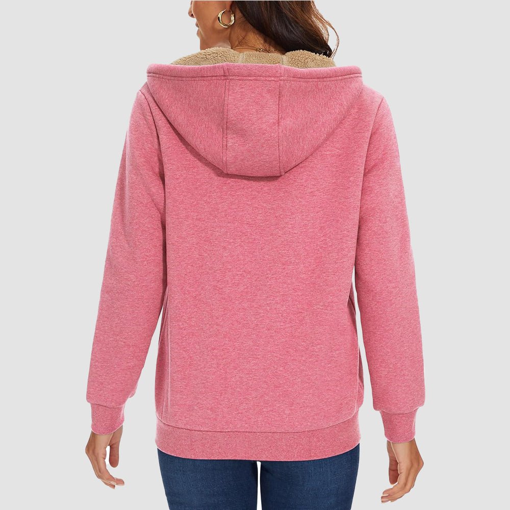 Women's Sherpa-Lined Zip Hoodie with Pockets