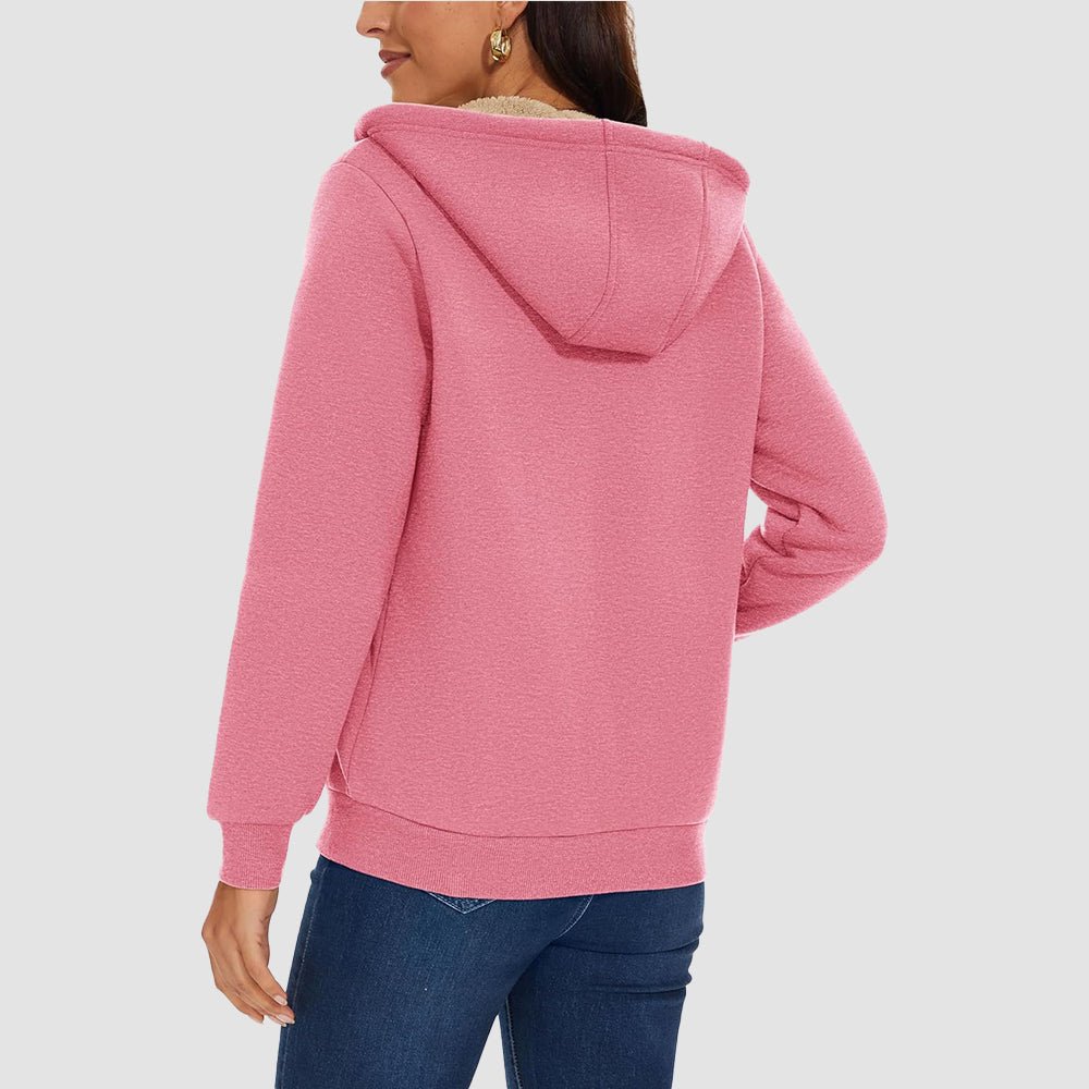 Women's Sherpa-Lined Zip Hoodie with Pockets