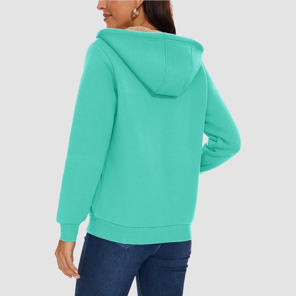 Women's Sherpa-Lined Zip Hoodie with Pockets