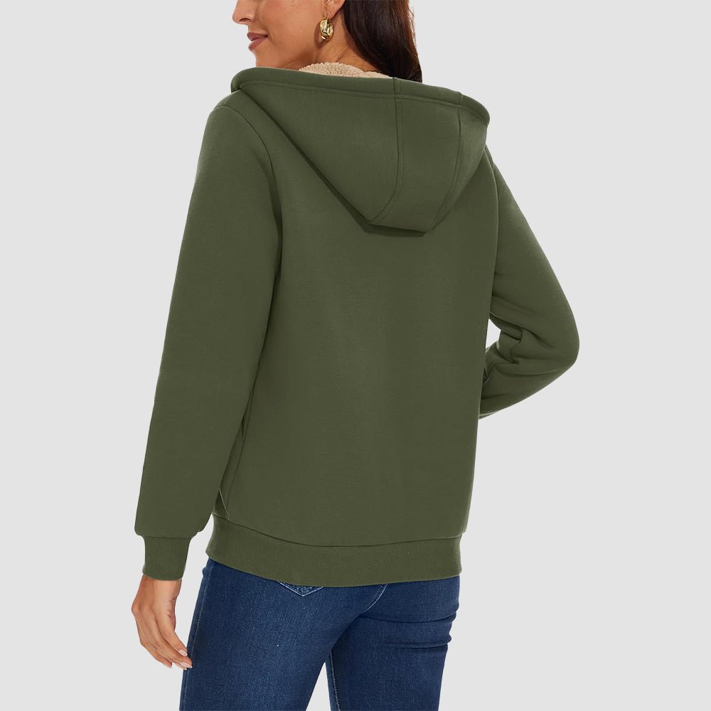 Women's Sherpa-Lined Zip Hoodie with Pockets