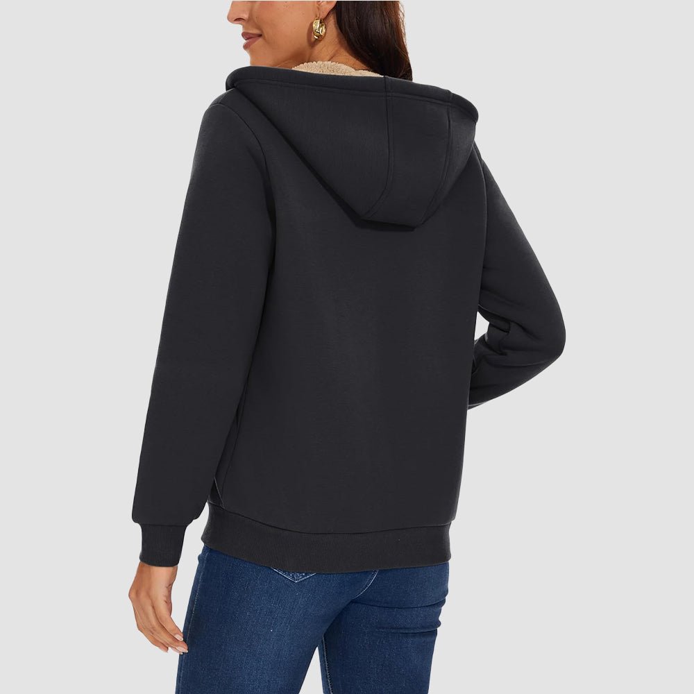 Women's Sherpa-Lined Zip Hoodie with Pockets