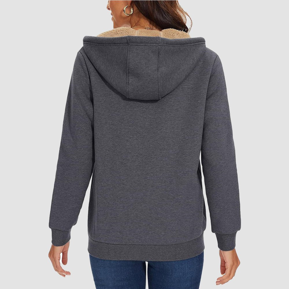 Women's Sherpa-Lined Zip Hoodie with Pockets