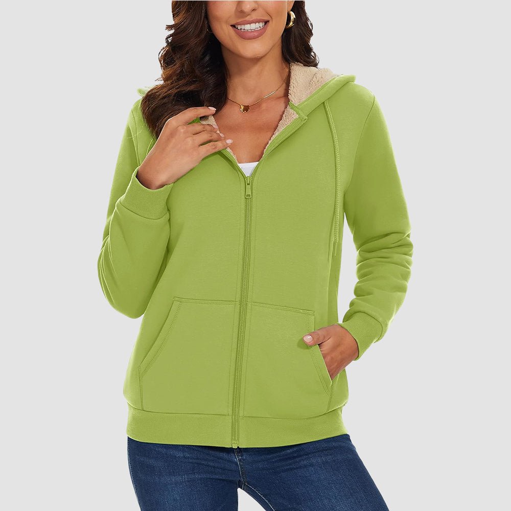 Women's Sherpa-Lined Zip Hoodie with Pockets