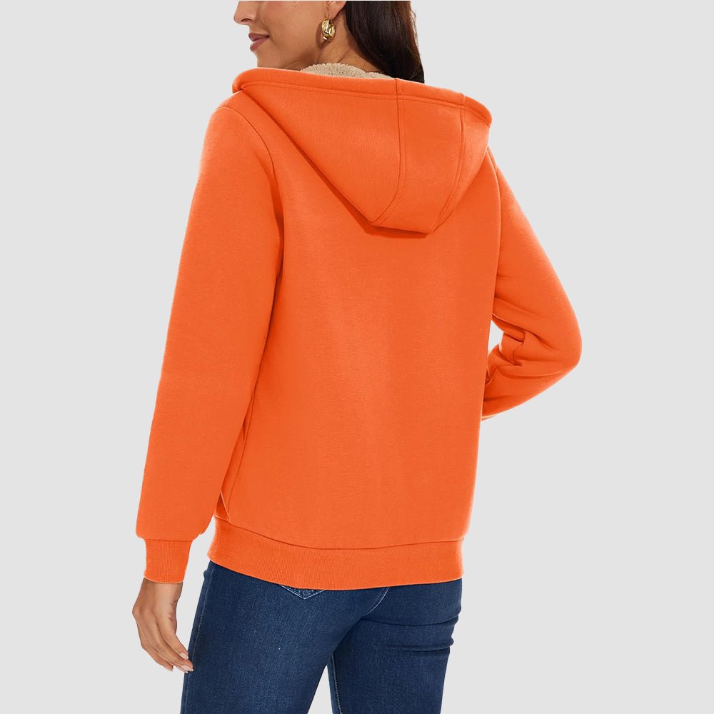 Women's Sherpa-Lined Zip Hoodie with Pockets
