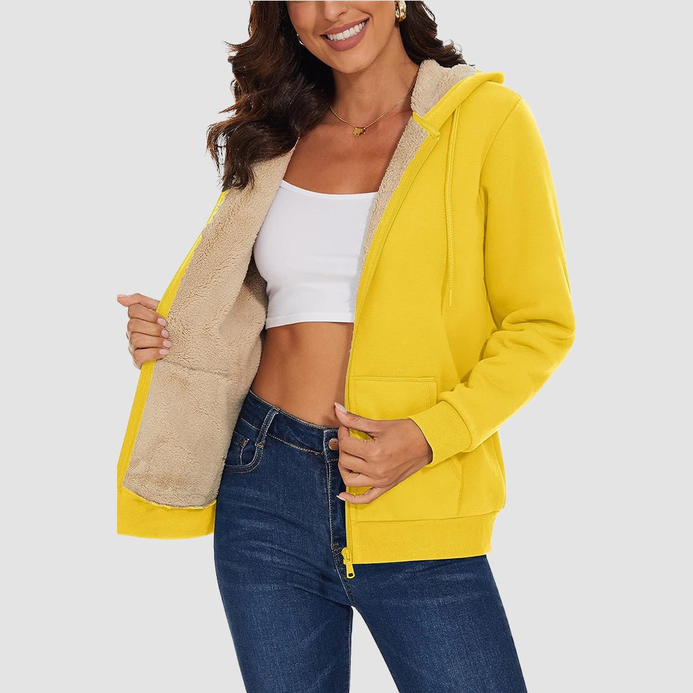 Women's Sherpa-Lined Zip Hoodie with Pockets
