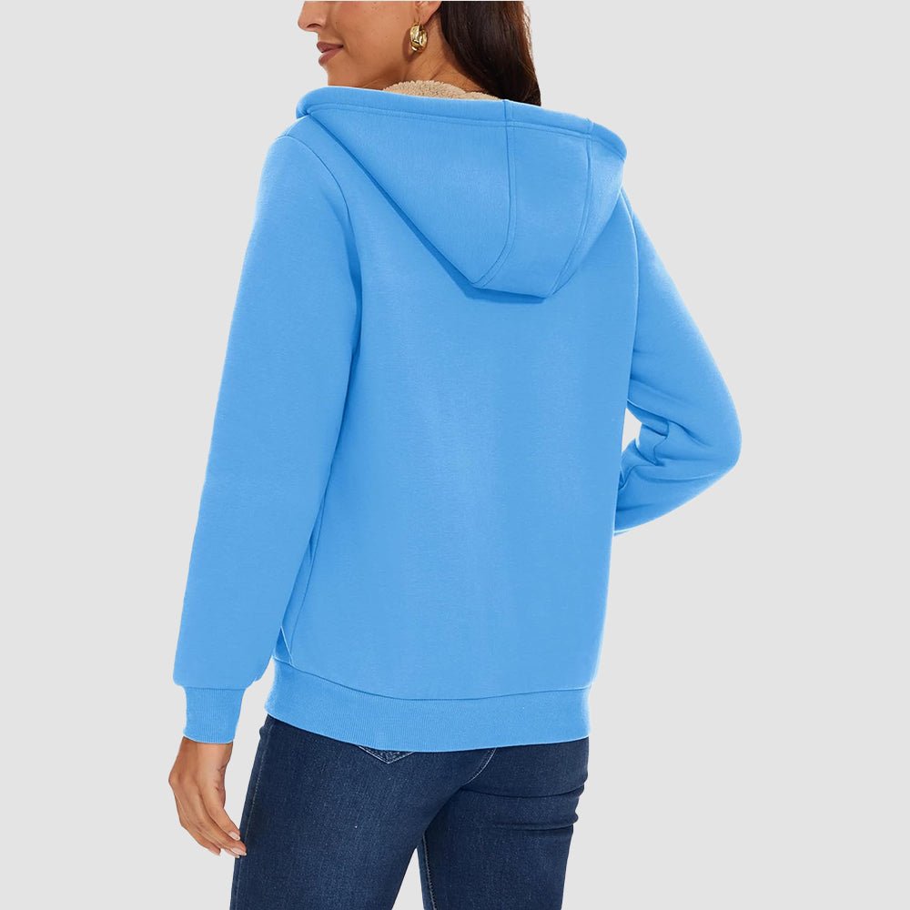 Women's Sherpa-Lined Zip Hoodie with Pockets