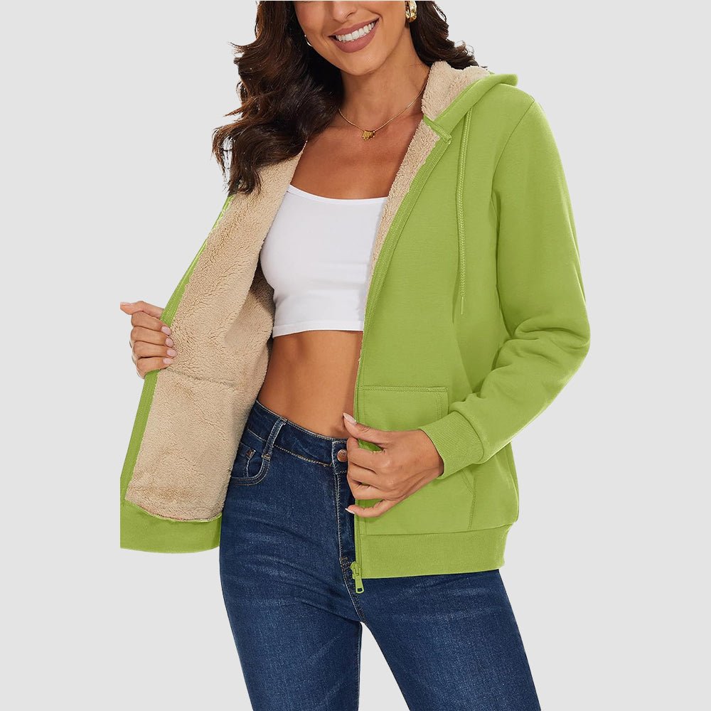 Women's Sherpa-Lined Zip Hoodie with Pockets
