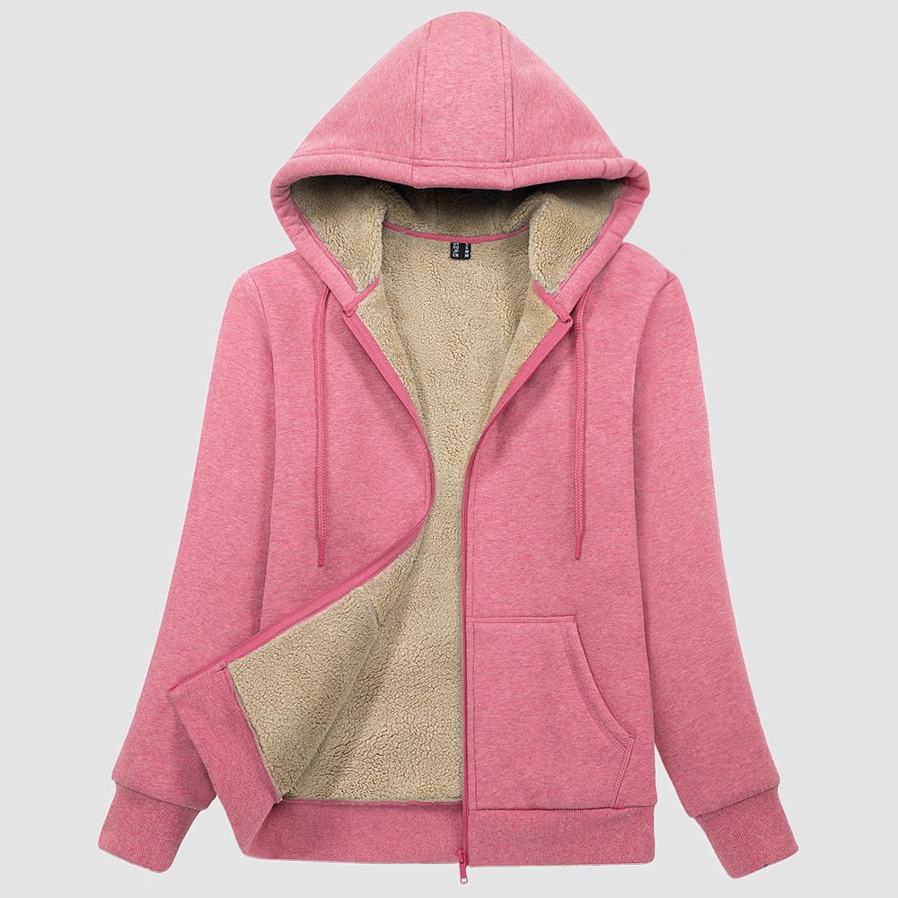 Women's Sherpa-Lined Zip Hoodie with Pockets